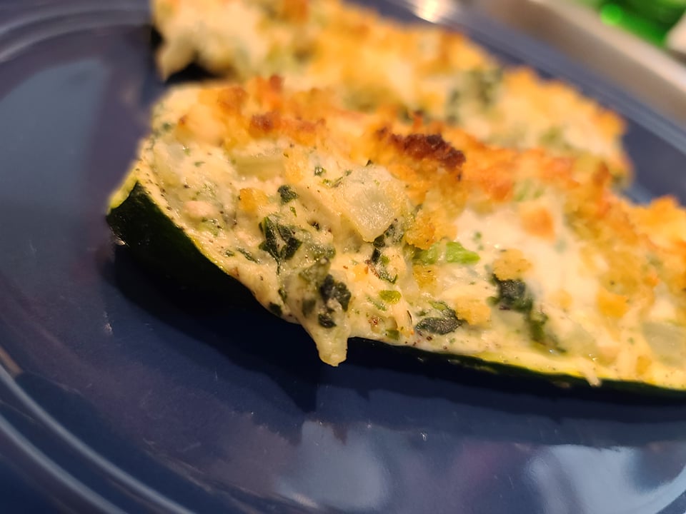 Chicken Spinach Alfredo Zucchini Boats Growing Up Garlicky